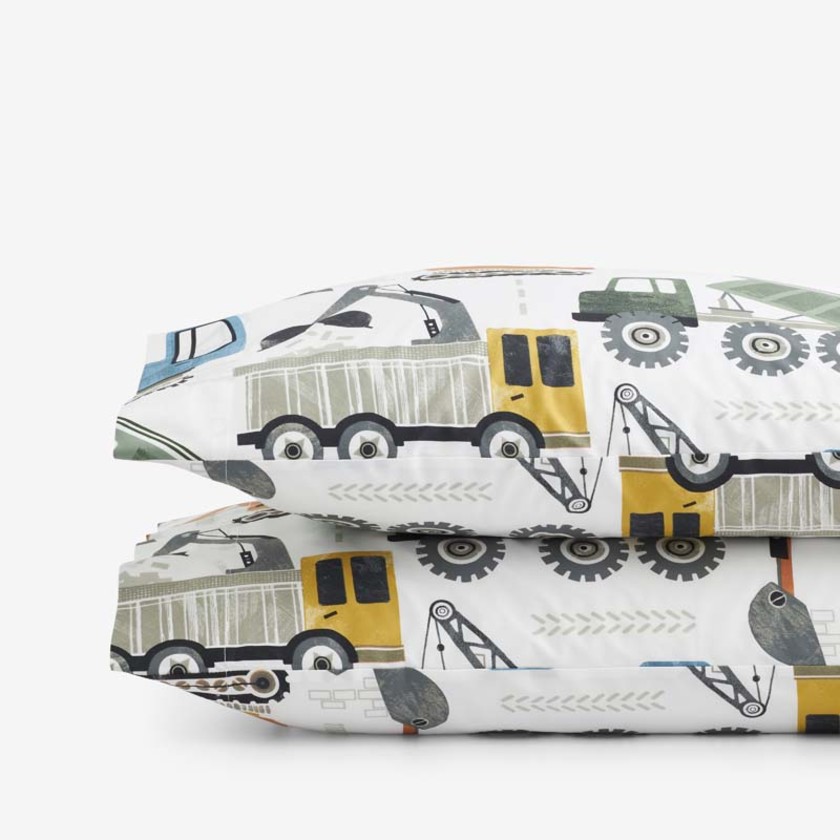 Construction Builders Classic Cool Organic Cotton Percale Pillowcase Set