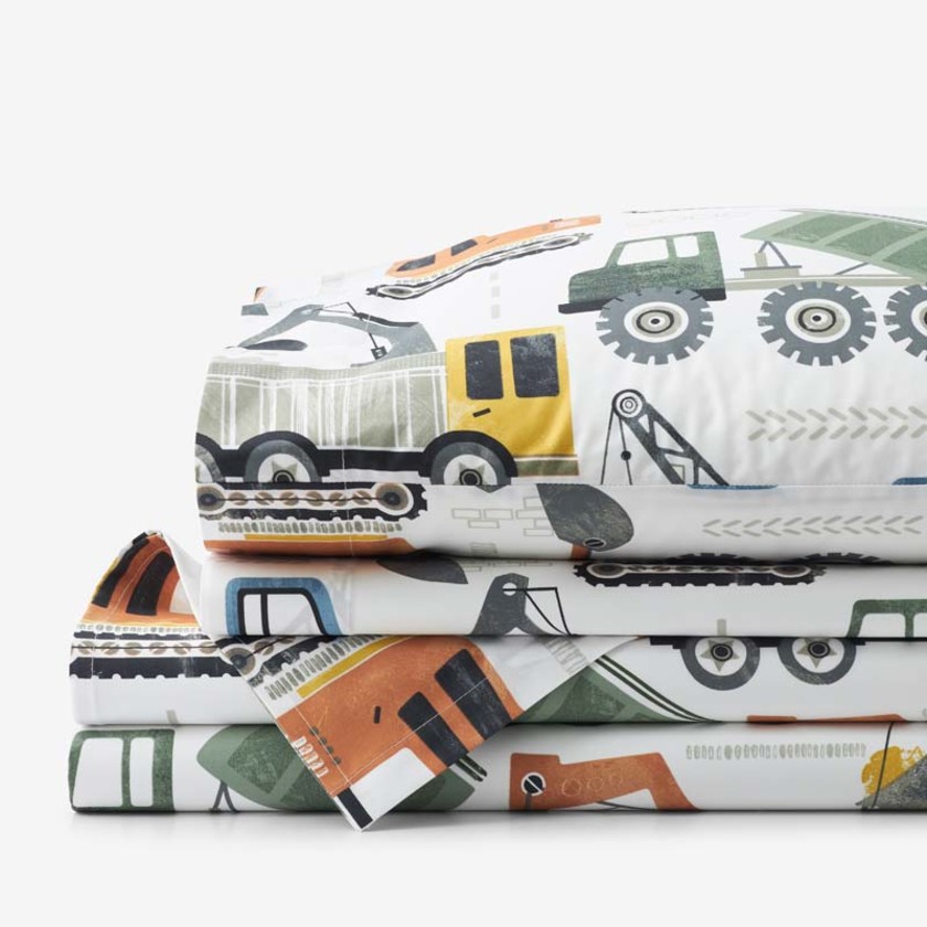 Construction Builders Classic Cool Organic Cotton Percale Bed Sheet Set