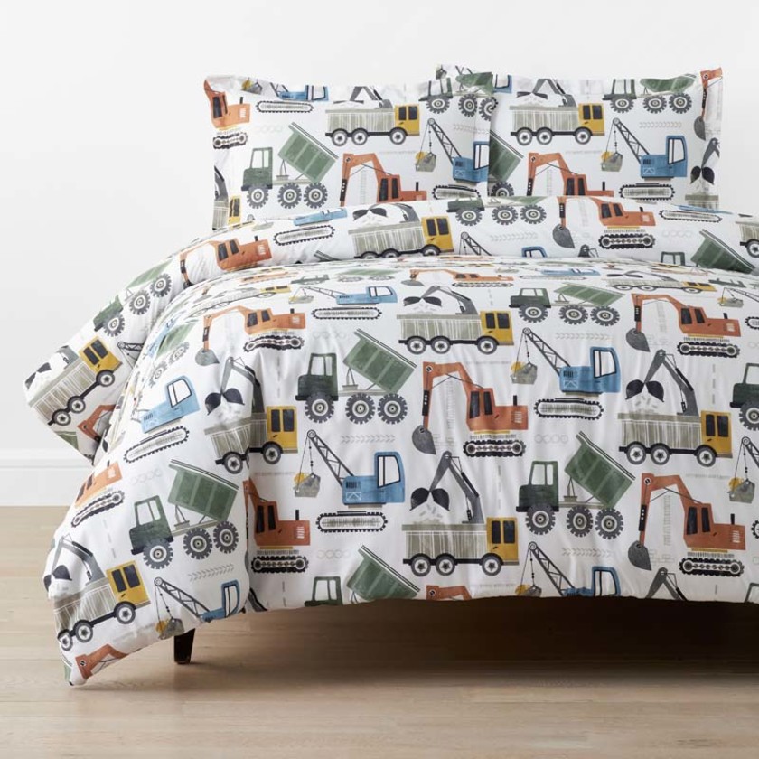 Construction Builders Classic Cool Organic Cotton Percale Duvet Cover Set
