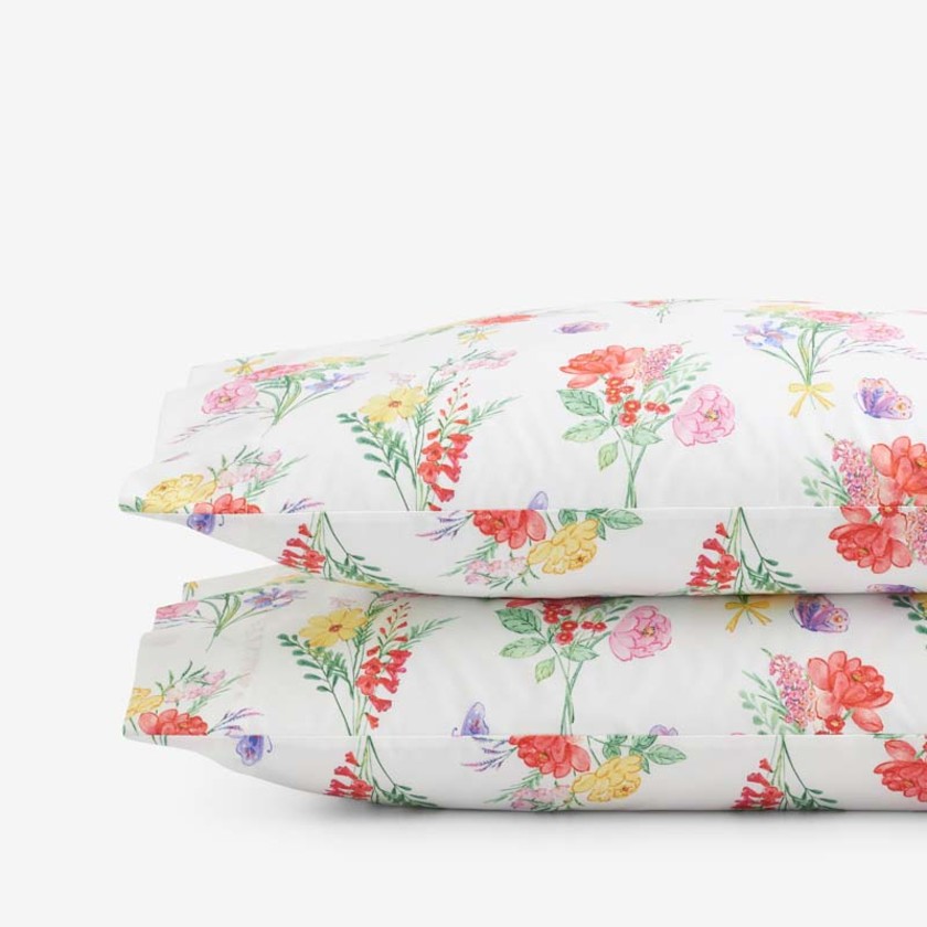 Butterflies and Flowers Classic Cool Organic Cotton Percale Pillowcase Set