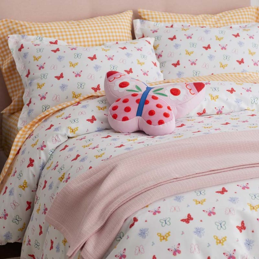 Ditsy Butterflies Classic Cool Organic Cotton Percale Duvet Cover Set - White Multi, Twin/Twin XL,White Multi