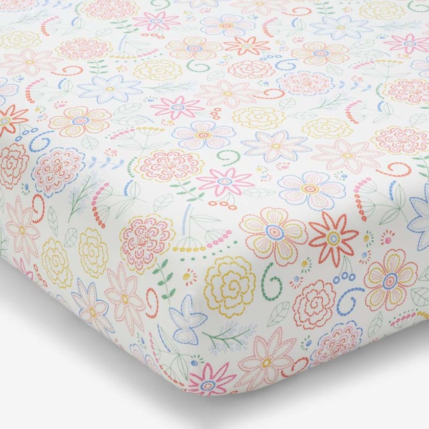 Floral Dream Classic Cool Organic Cotton Percale Fitted Crib Sheet