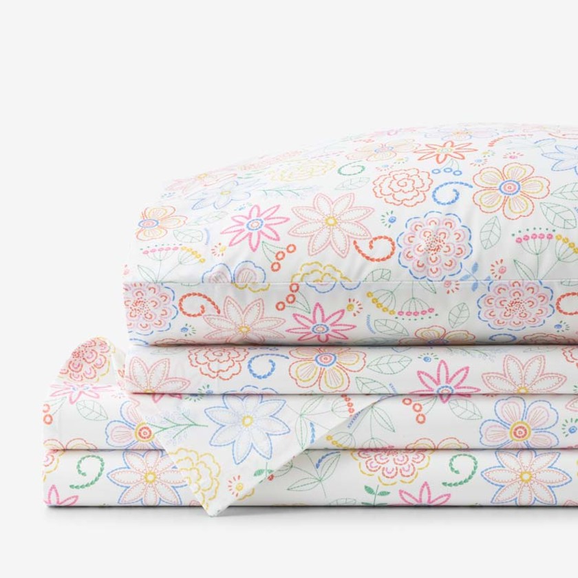 Floral Dream Classic Cool Organic Cotton Percale Bed Sheet Set