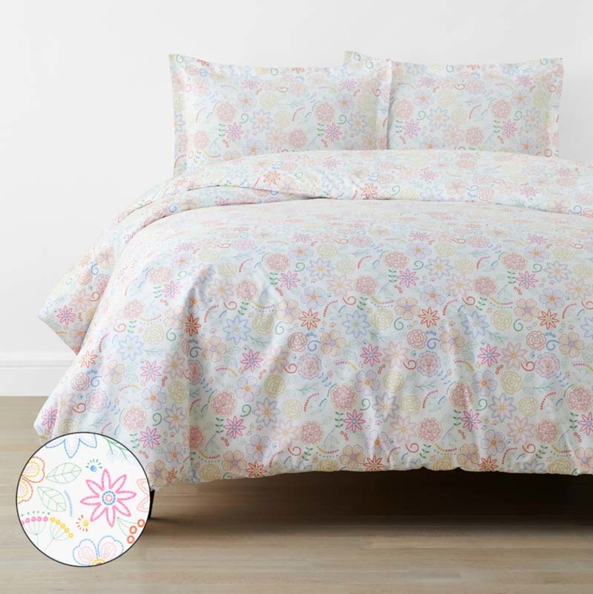 Floral Dream Classic Cool Organic Cotton Percale Duvet Cover Set