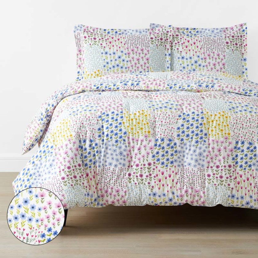 Tiny Blossoms Classic Cool Organic Cotton Percale Comforter Set