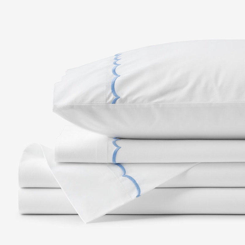 Scallop Classic Cool Cotton Percale Bed Sheet Set