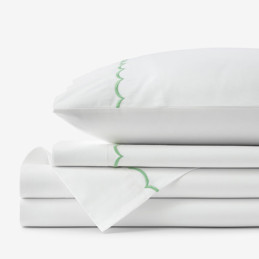 Scallop Classic Cool Cotton Percale Bed Sheet Set