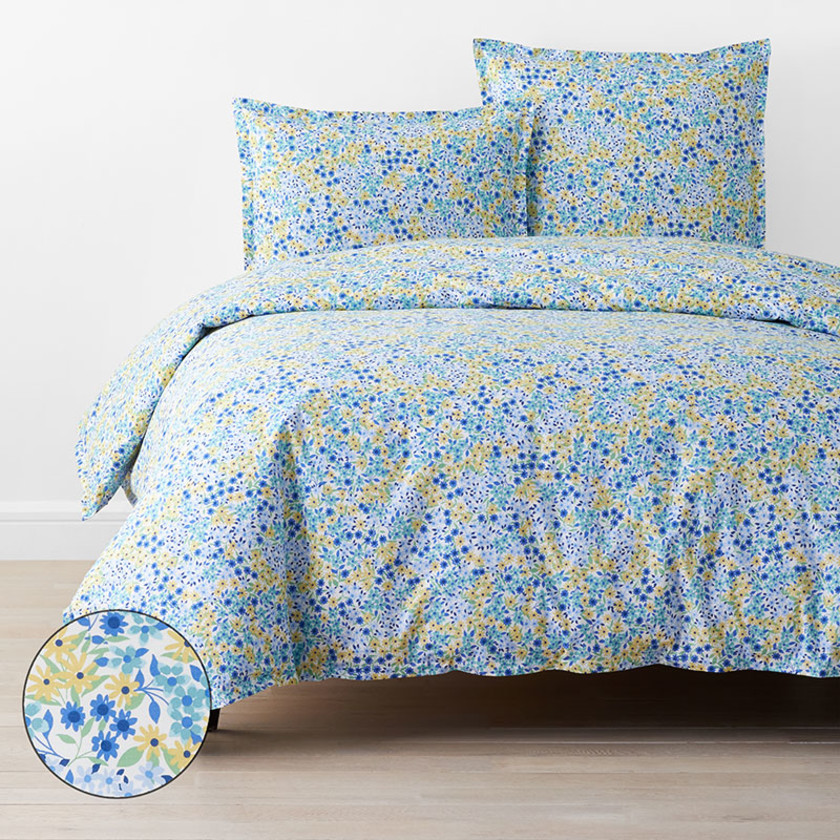 Sunshine & Blooms Classic Cool Cotton Percale Duvet Cover