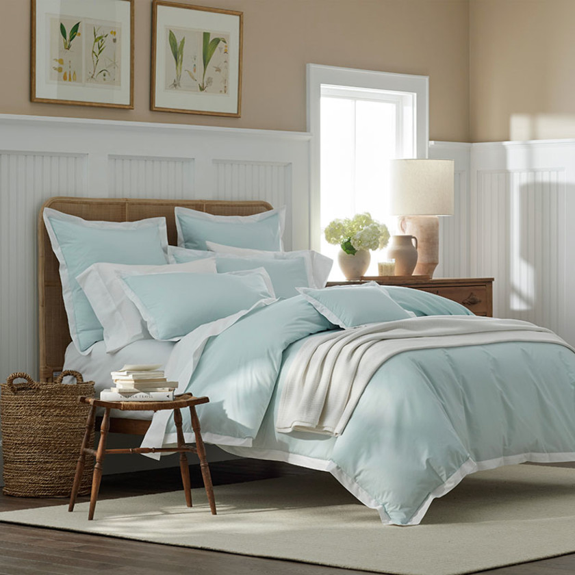 Solid Border Classic Cool Cotton Percale Sham - Pale Blue, Boudoir,Pale Blue