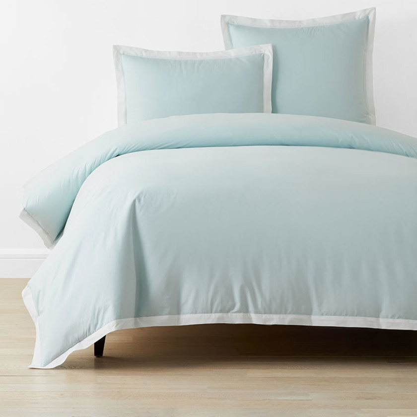 Solid Border Classic Cool Cotton Percale Duvet Cover