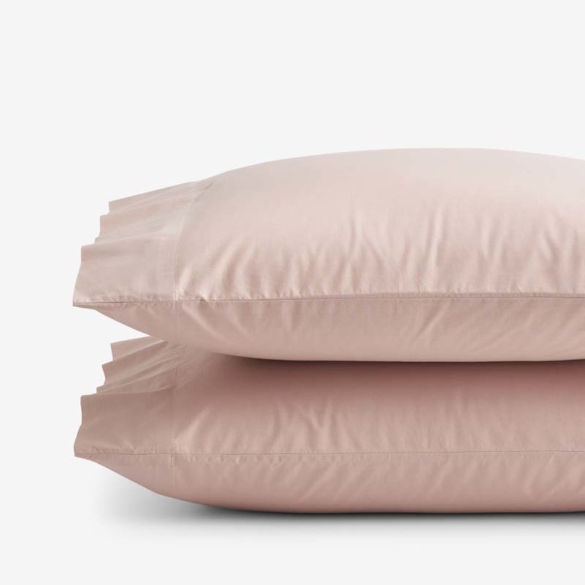 Solid  Garment Washed Cotton Percale Pillowcase Set
