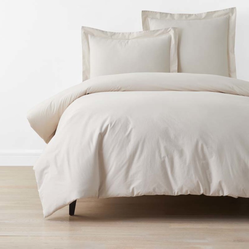 Solid  Garment Washed Cotton Percale Duvet Cover