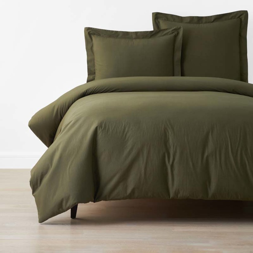 Solid  Garment Washed Cotton Percale Duvet Cover