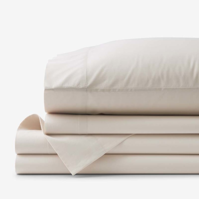 Solid  Garment Washed Cotton Percale Bed Sheet Set