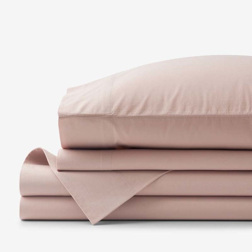Solid  Garment Washed Cotton Percale Bed Sheet Set