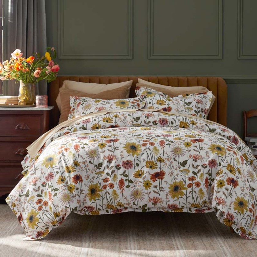 Daisies Classic Smooth Sateen Duvet Cover - Cream Multi, Twin/Twin XL,Cream Multi