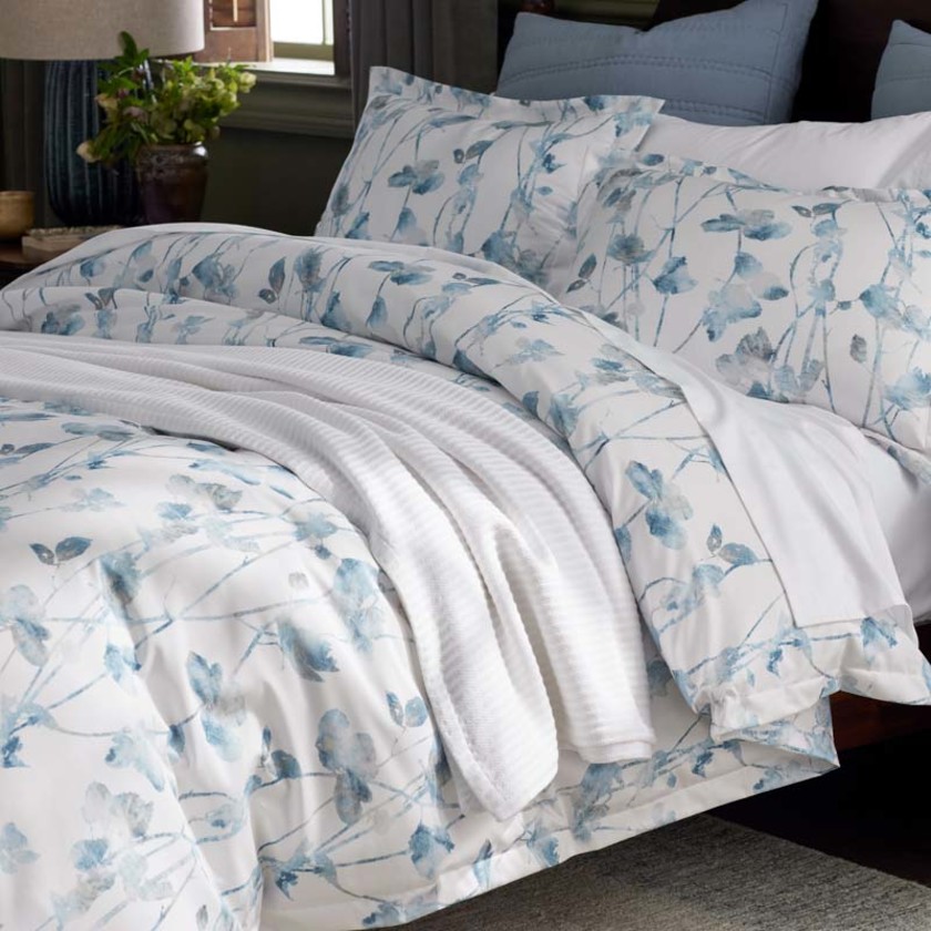 Garden Leaf Premium Smooth Wrinkle-Free Sateen Sham - Blue Multi, Standard,Blue Multi