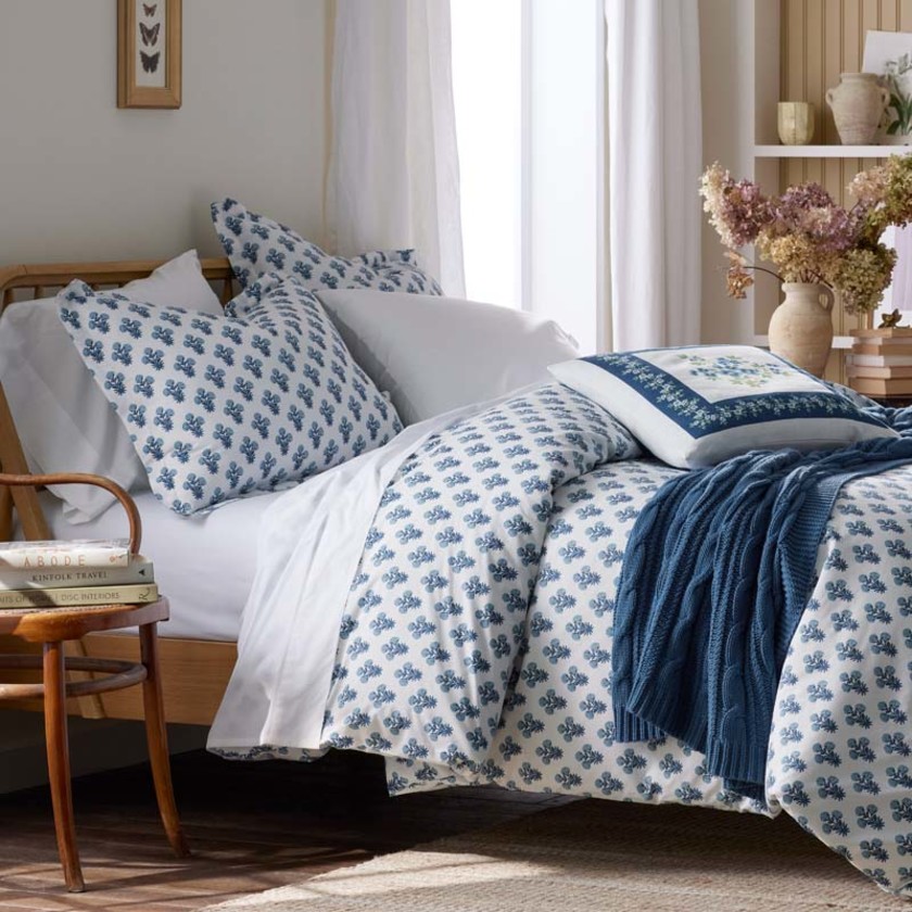 Suhana  Garment Washed Cotton Percale Duvet Cover - Blue, Twin/Twin XL,Blue