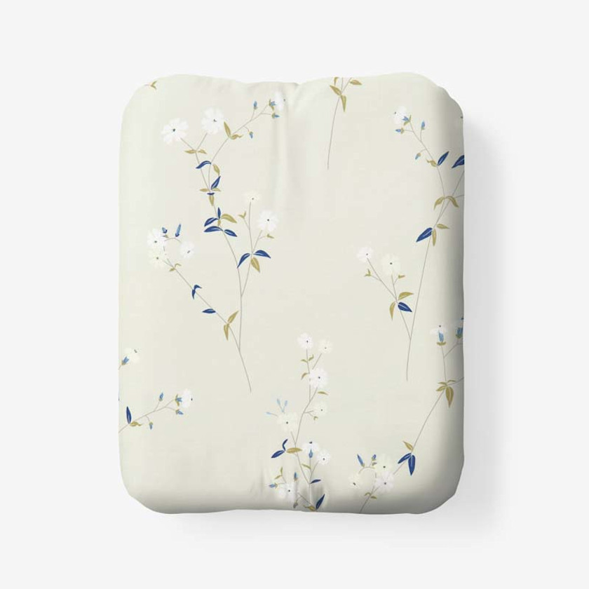 Blossom Trail Garment Washed Cotton Percale Fitted Bed Sheet