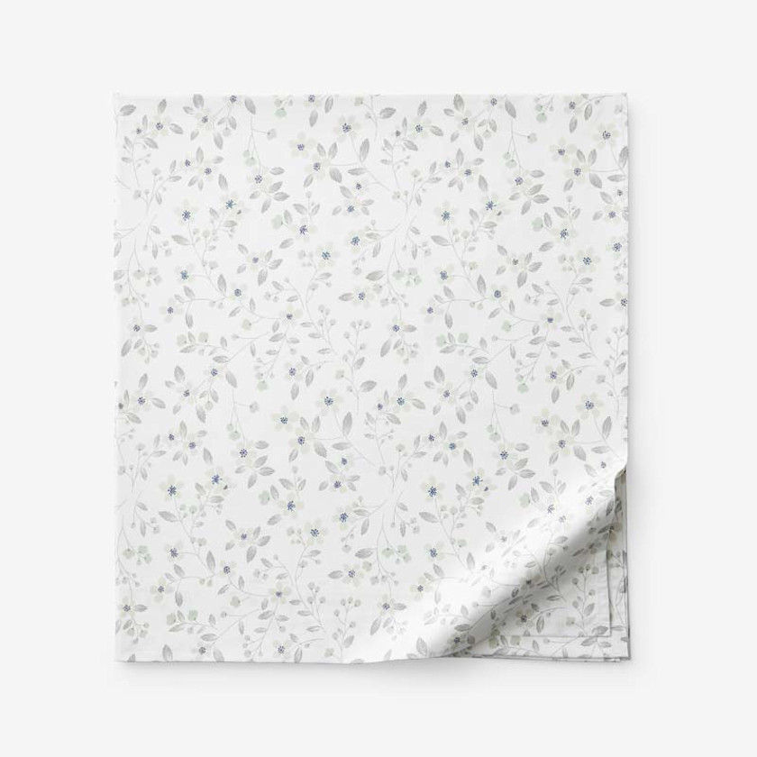 Floral Bliss Garment Washed Cotton Percale Flat Bed Sheet