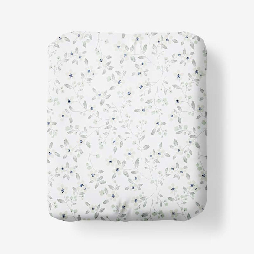 Floral Bliss Garment Washed Cotton Percale Fitted Bed Sheet