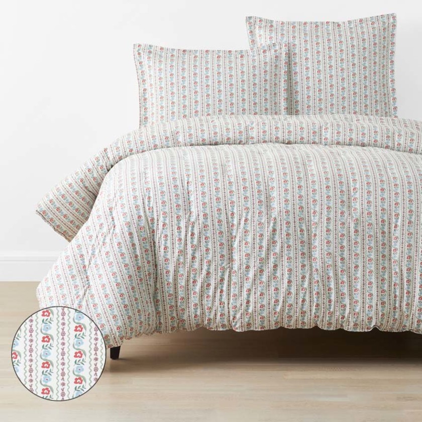 Delphine Classic Cool Cotton Percale Comforter - Ivory Multi, Twin/Twin XL,Ivory Multi