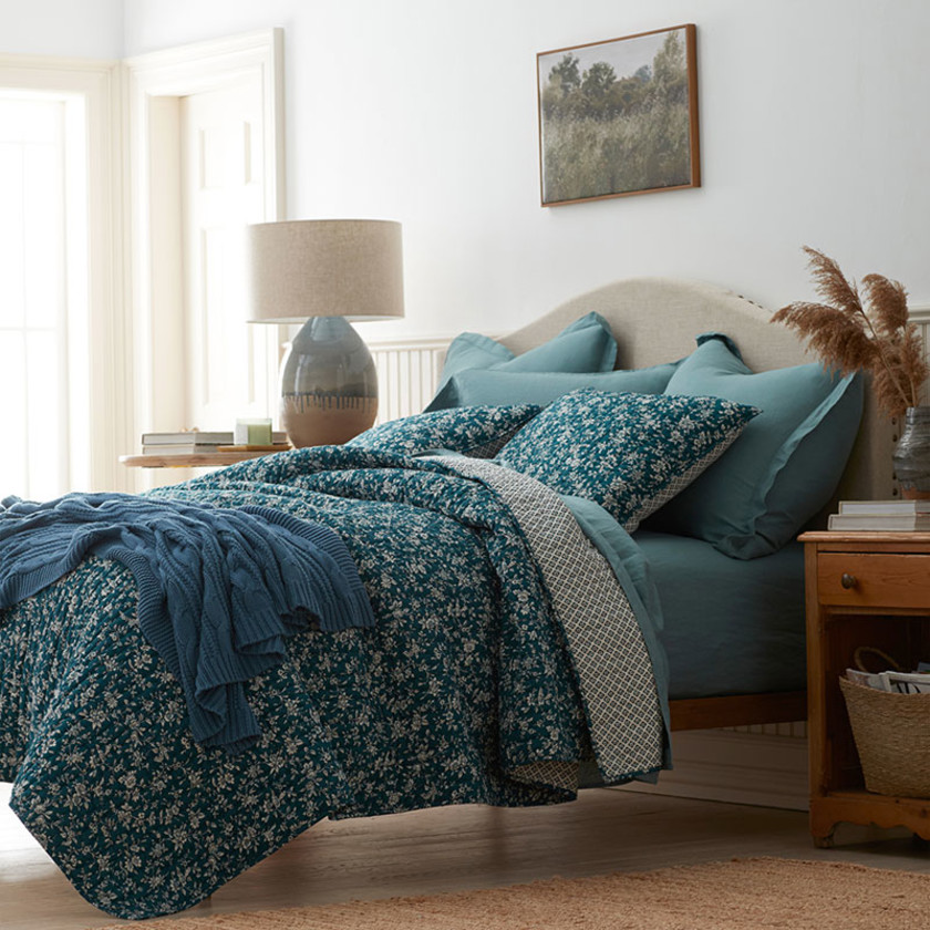Karoline Quilted Sham - Blue, Euro,Blue