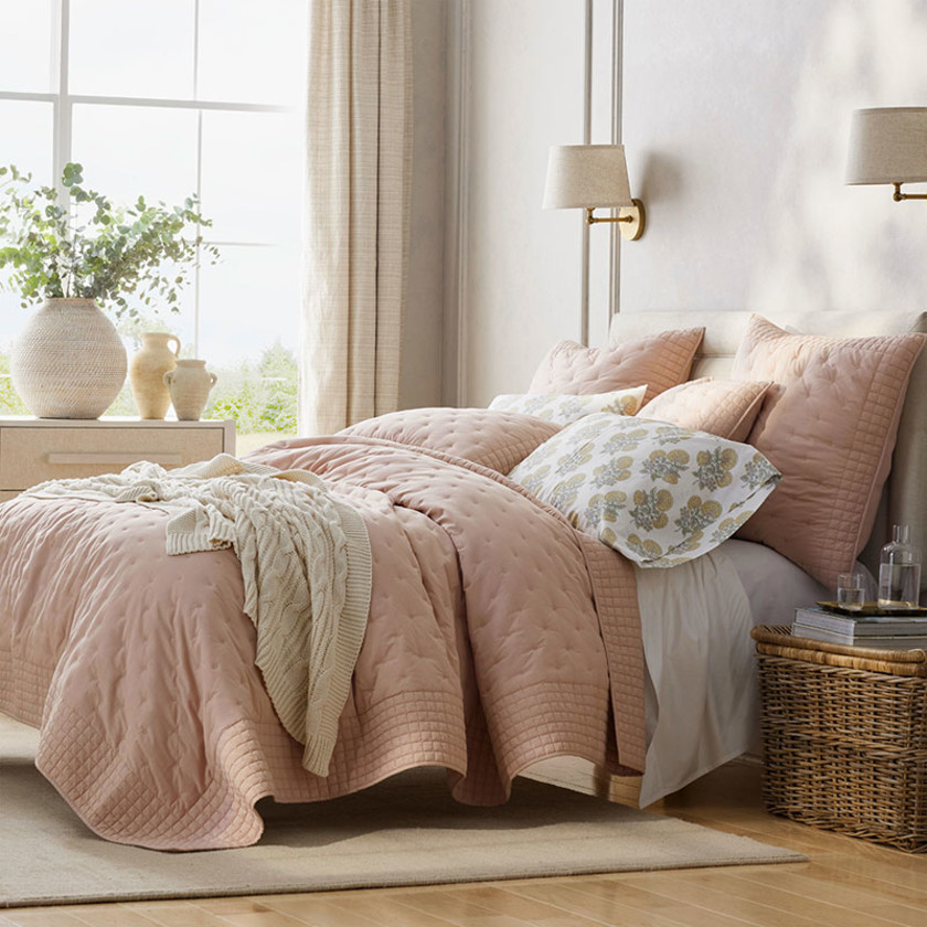 Pintuck Quilt - Faded Rose, Twin,Faded Rose