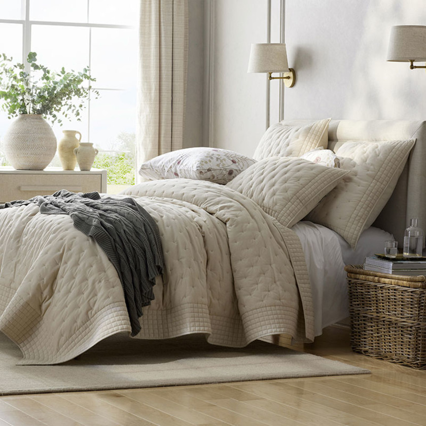 Pintuck Quilt - Oatmeal, Twin,Oatmeal