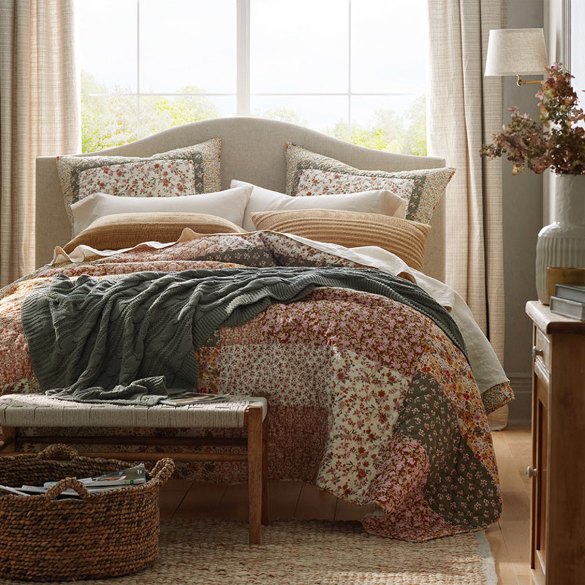 Mini Floral Garden Patchwork Quilted Sham - Multi, Standard,Multi
