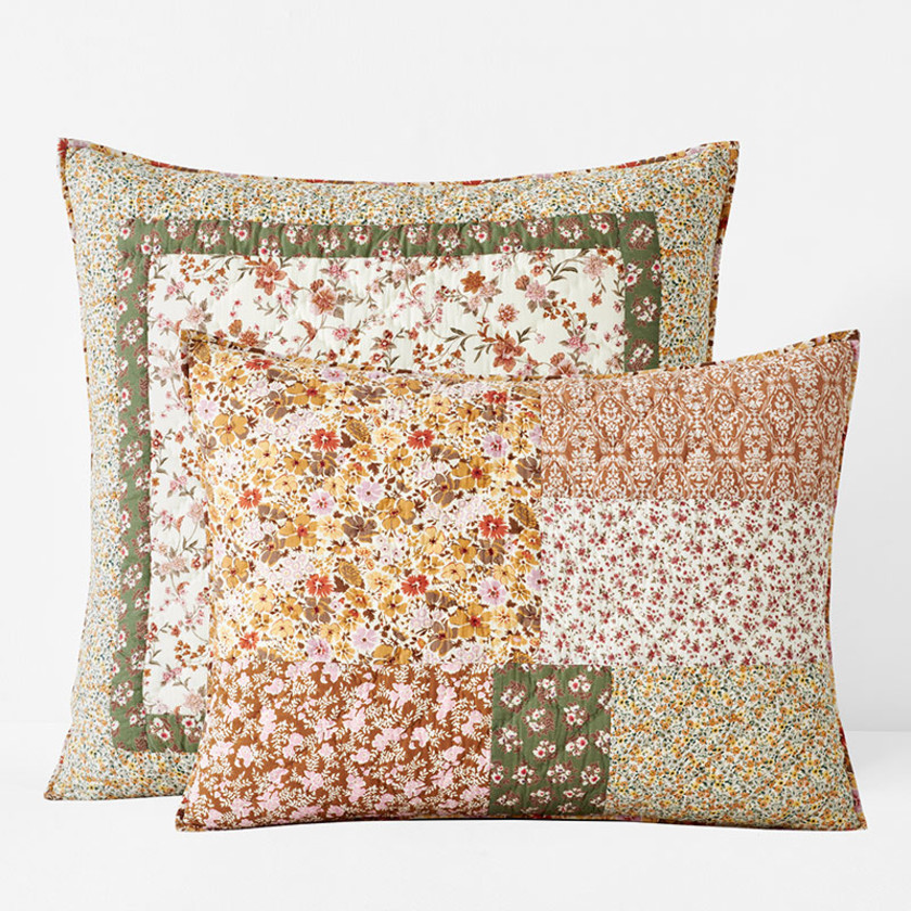 Mini Floral Garden Patchwork Quilted Sham