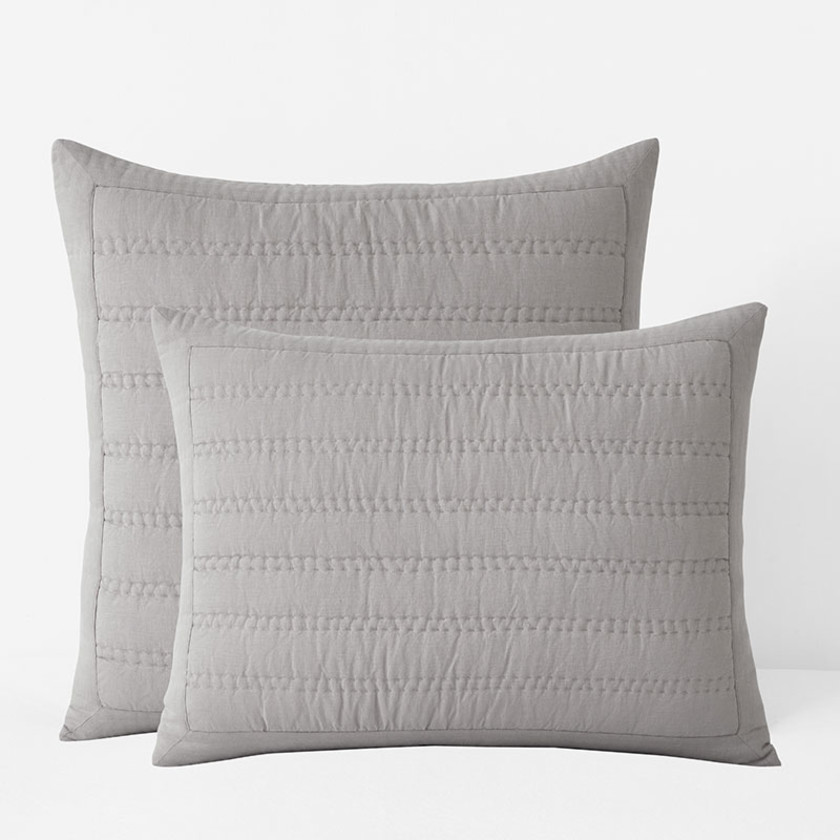 Premium Breathable Washed Linen Solid Quilted Sham