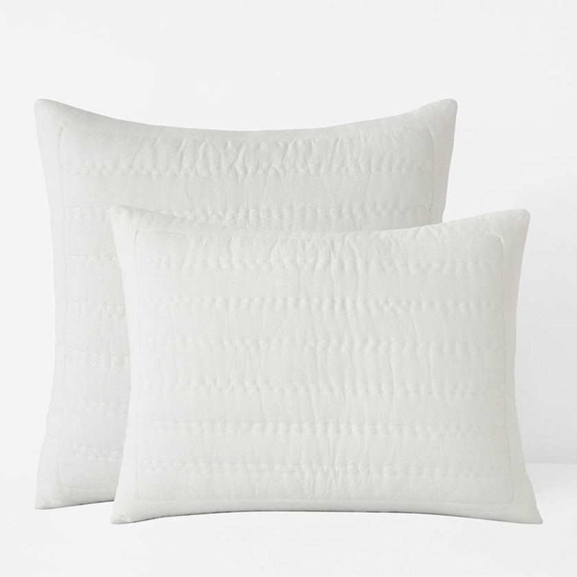 Premium Breathable Washed Linen Solid Quilted Sham