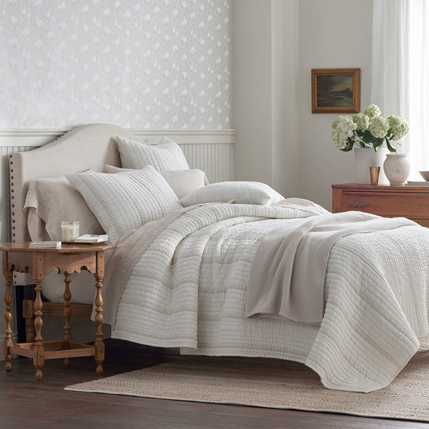 Stripe Quilted Sham - Awning Stripe, Standard,Awning Stripe