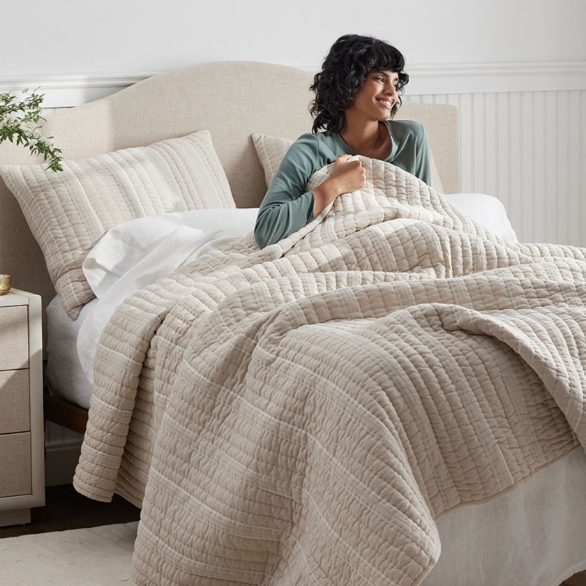 Stripe Quilted Sham - Pinstripe, Standard,Pinstripe