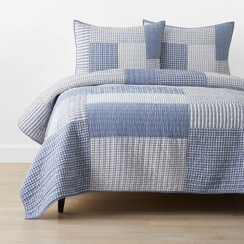 Stripe Block Yarn-Dyed Patchwork Quilt