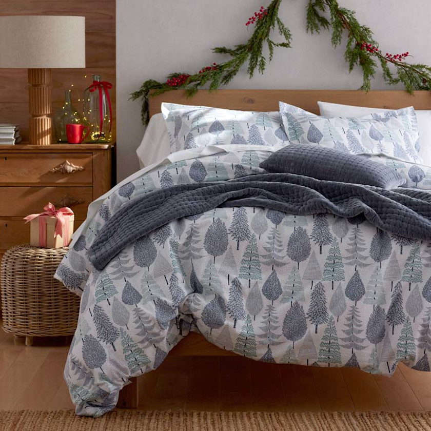 Holiday Print Classic Ultra-Cozy Cotton Velvet Flannel Duvet Cover - Whimsical Wilds, Twin/Twin XL,Whimsical Wilds