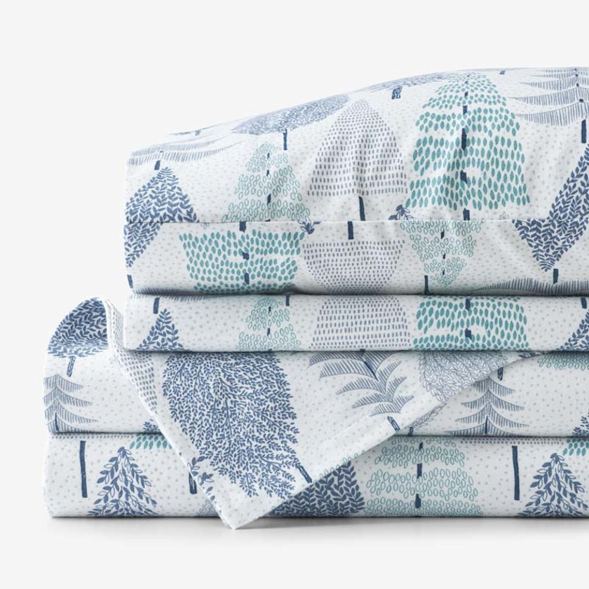 Holiday Print Classic Ultra-Cozy Cotton Velvet Flannel Bed Sheet Set