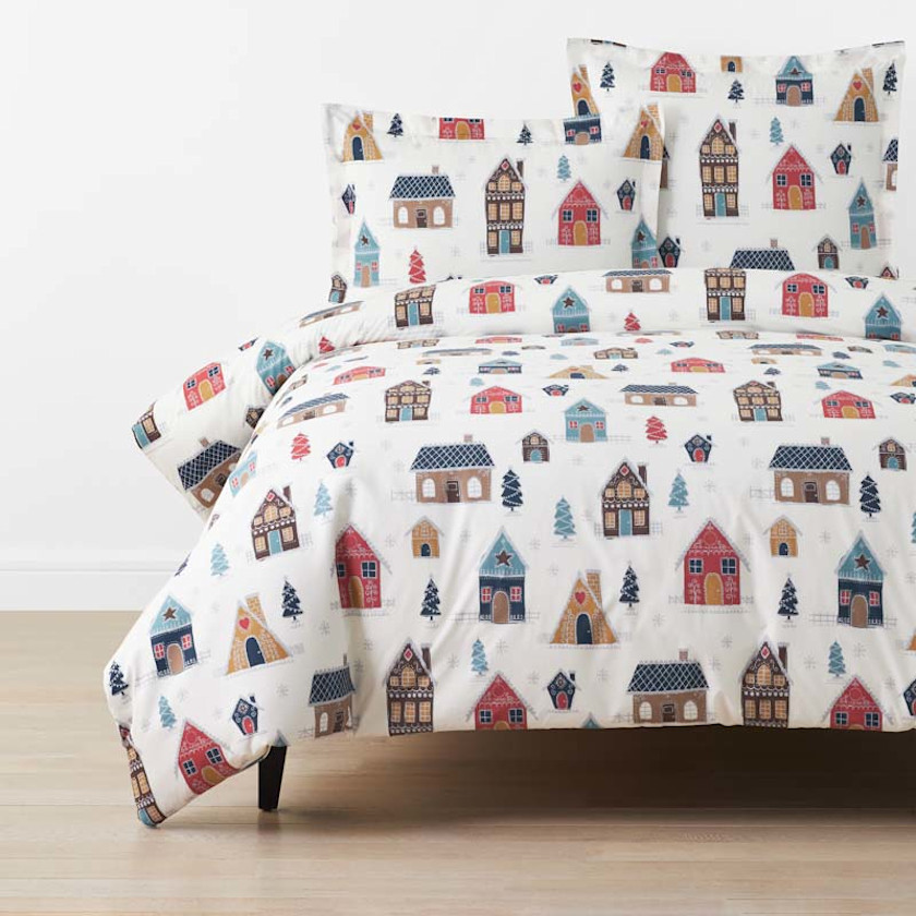 Holiday Print Classic Cool Cotton Percale Duvet Cover