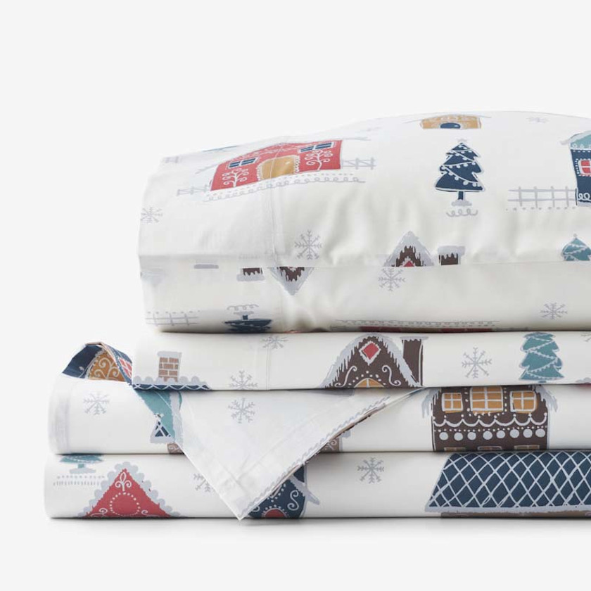 Holiday Print Classic Cool Cotton Percale Bed Sheet Set