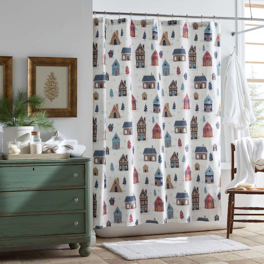 Holiday Print Classic Cool Cotton Percale Shower Curtain