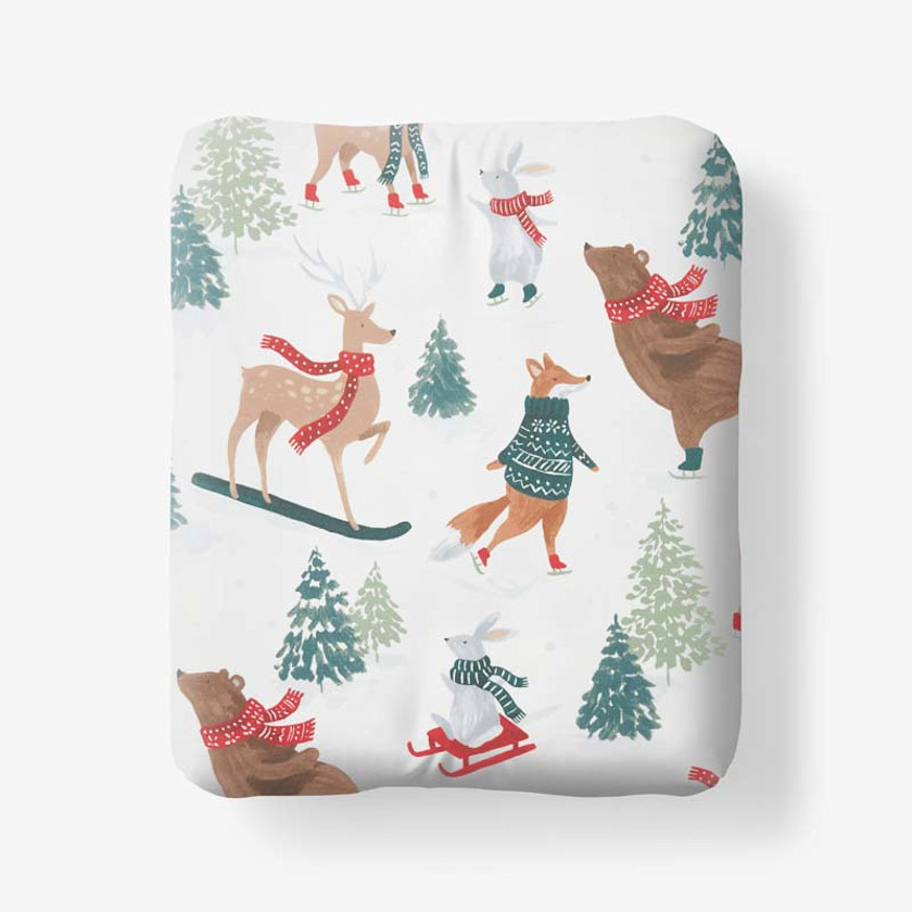 Holiday Print Classic Cool Cotton Percale Fitted Bed Sheet