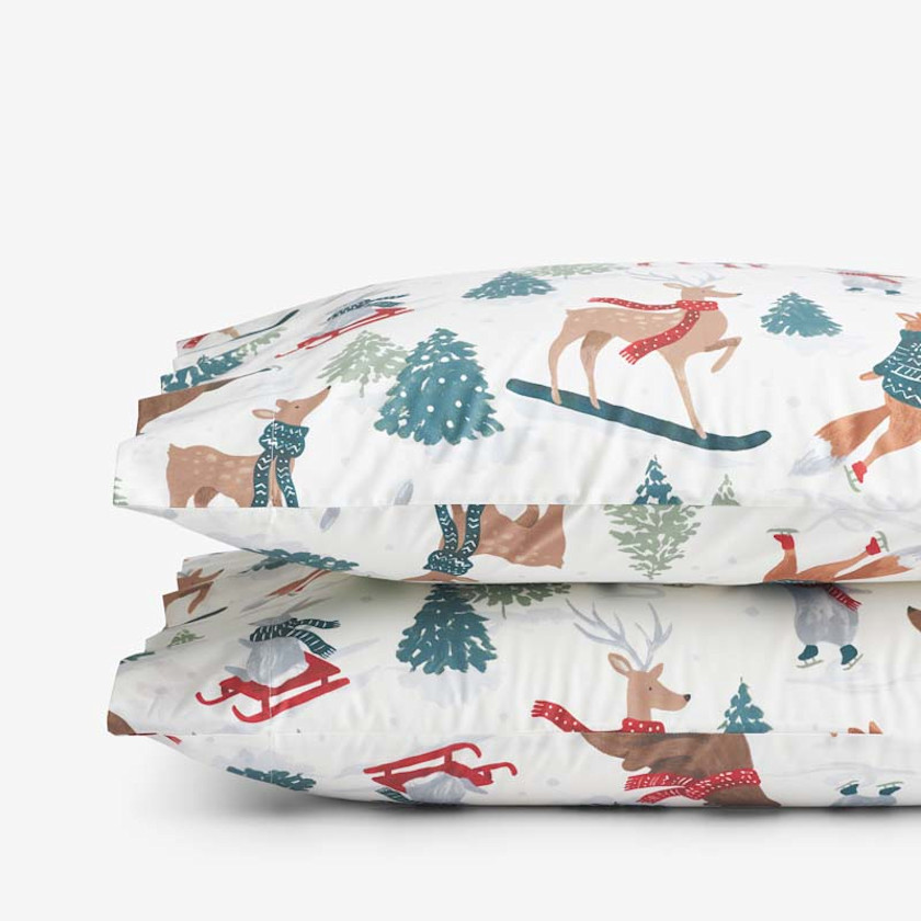 Holiday Print Classic Cool Cotton Percale Pillowcase Set