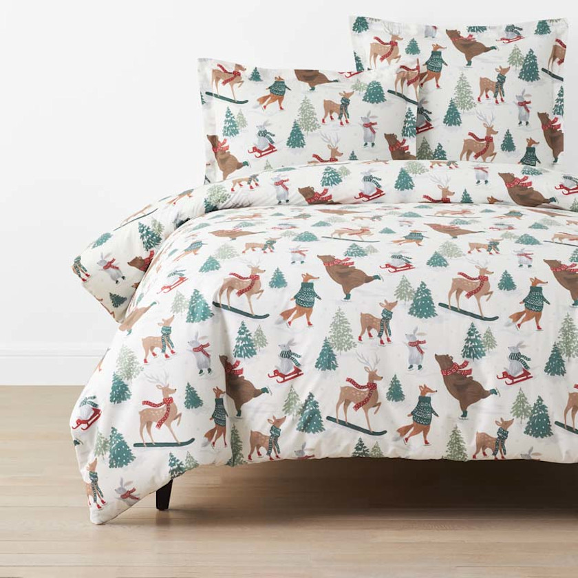 Holiday Print Classic Cool Cotton Percale Duvet Cover
