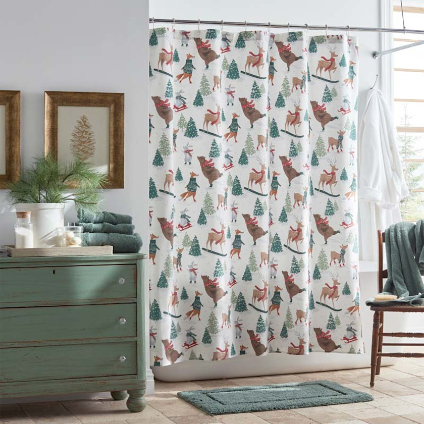 Holiday Print Classic Cool Cotton Percale Shower Curtain