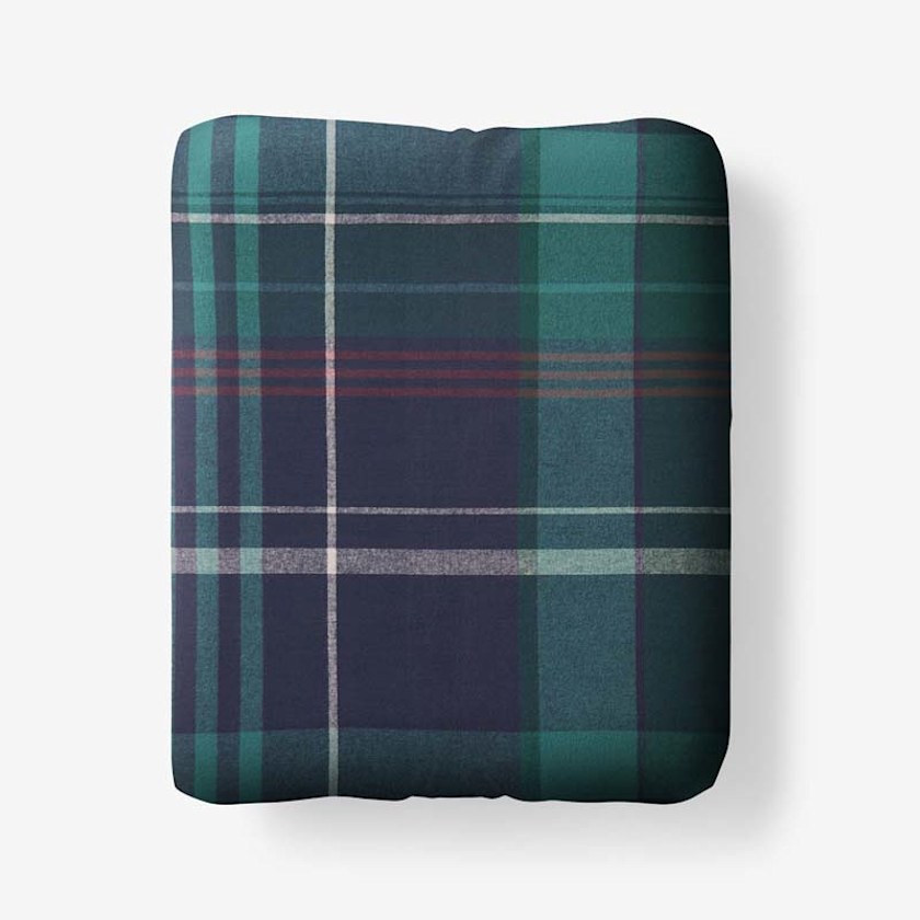 Classic Plaid Ultra-Cozy Cotton Velvet Flannel Fitted Bed Sheet