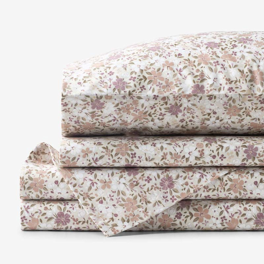 Joyful Floral Classic Smooth Sateen Bed Sheet Set