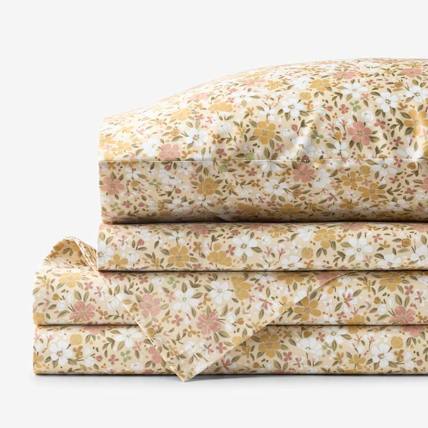 Joyful Floral Classic Smooth Sateen Bed Sheet Set