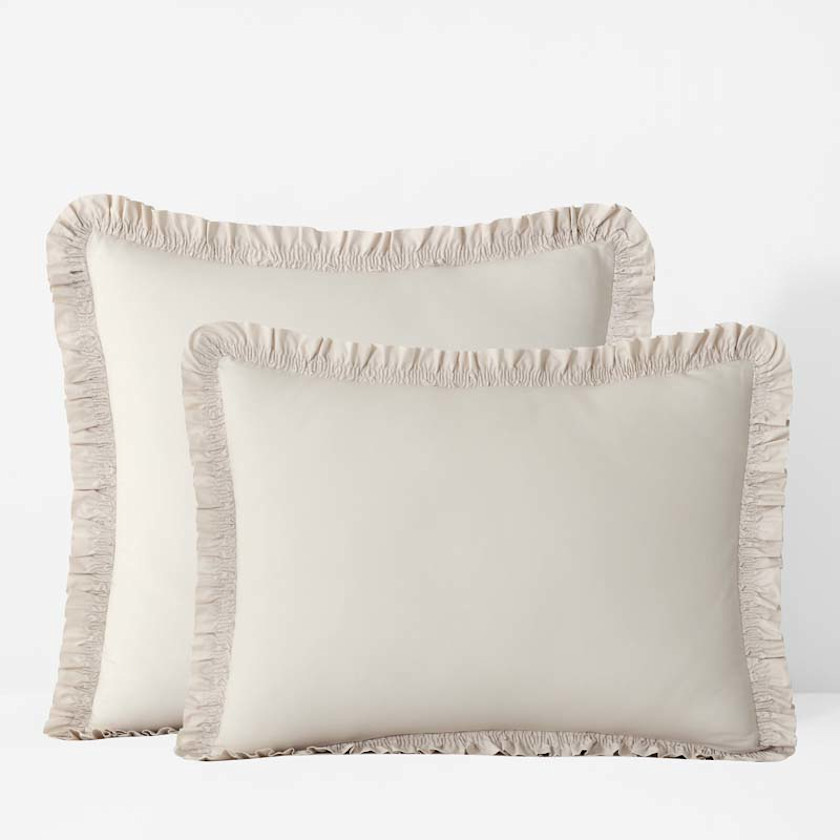 Solid Ruffle Garment Washed Cotton Percale Sham