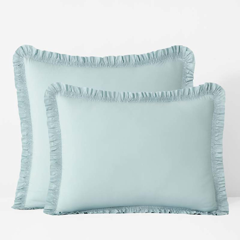 Solid Ruffle Garment Washed Cotton Percale Sham